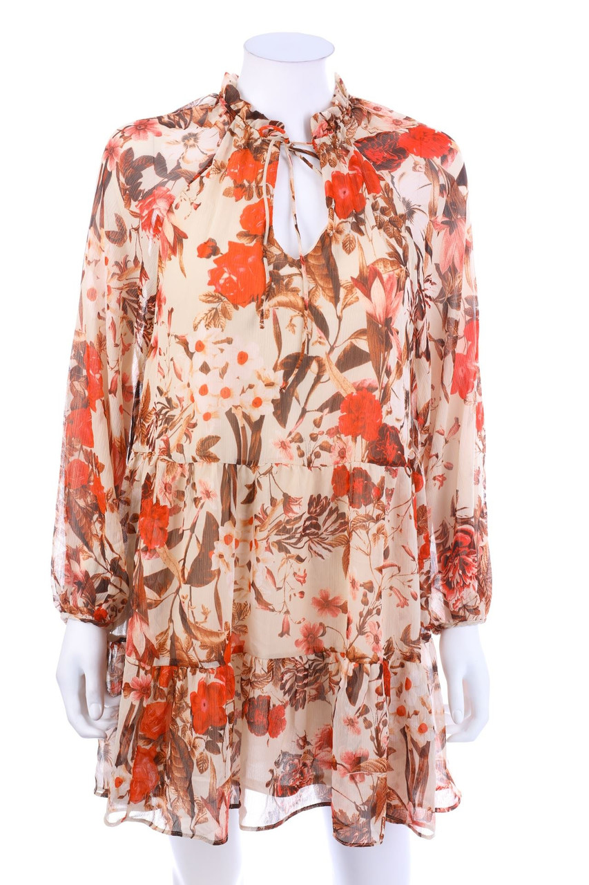 H&M - Chiffon-Tunikakleid mit Blumen-Print - S