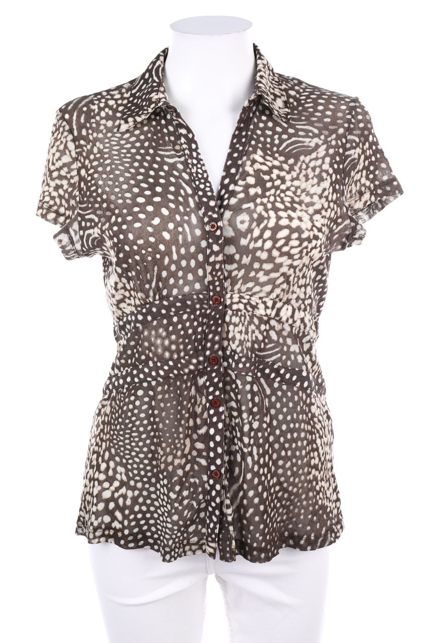 olsen - Mesh-Kurzarm-Bluse mit Print - M