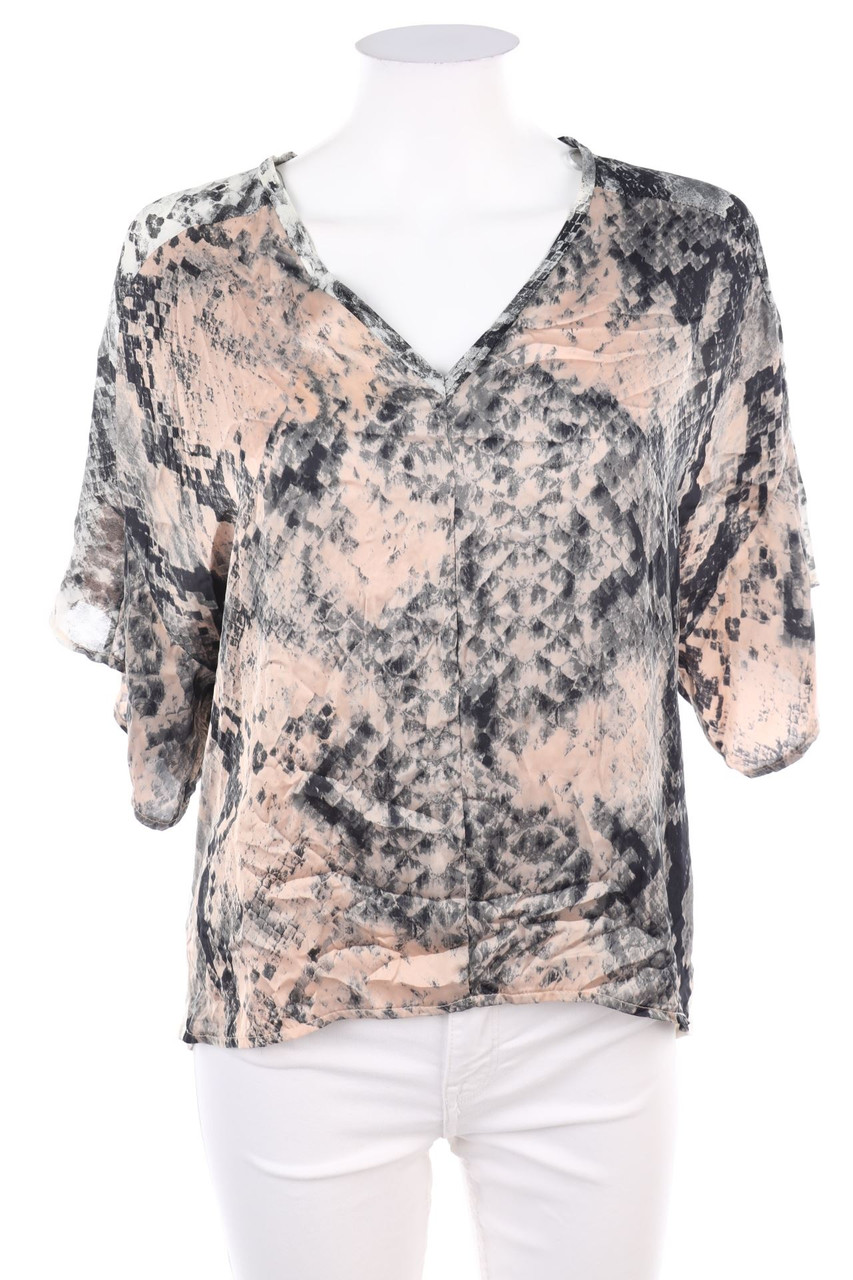 ZARA - Kurzarm-Bluse mit Animal-Print - S