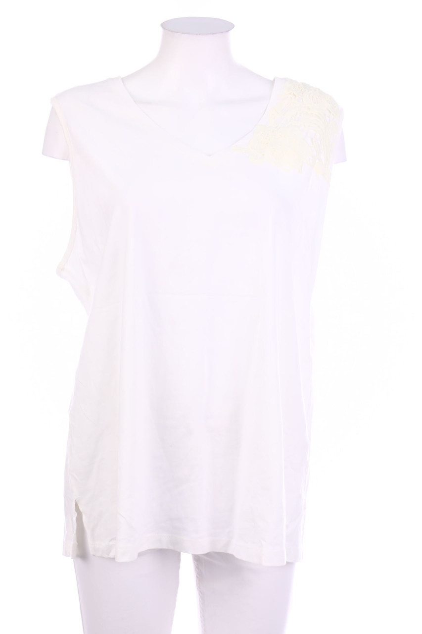 bonprix collection - Baumwoll-Top mit Spitzen-Einsatz - 48