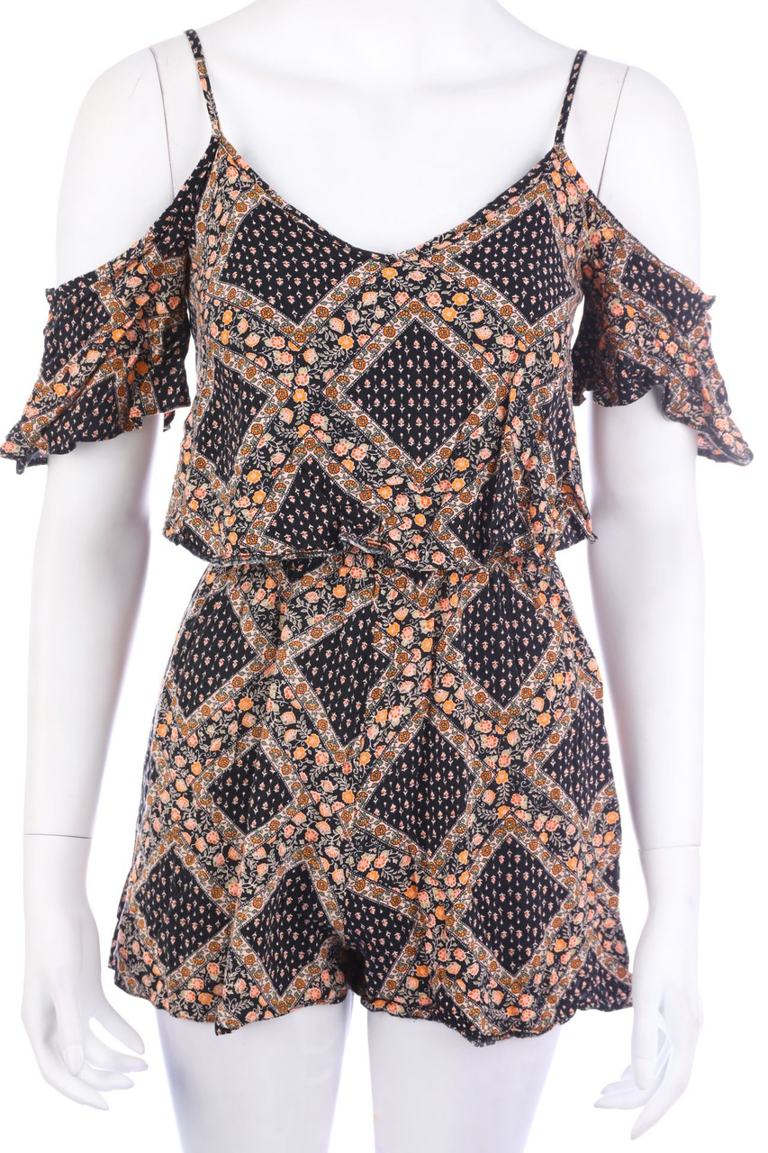 ATMOSPHERE - Cold-Shoulder-Playsuit mit Ethno-Print - S