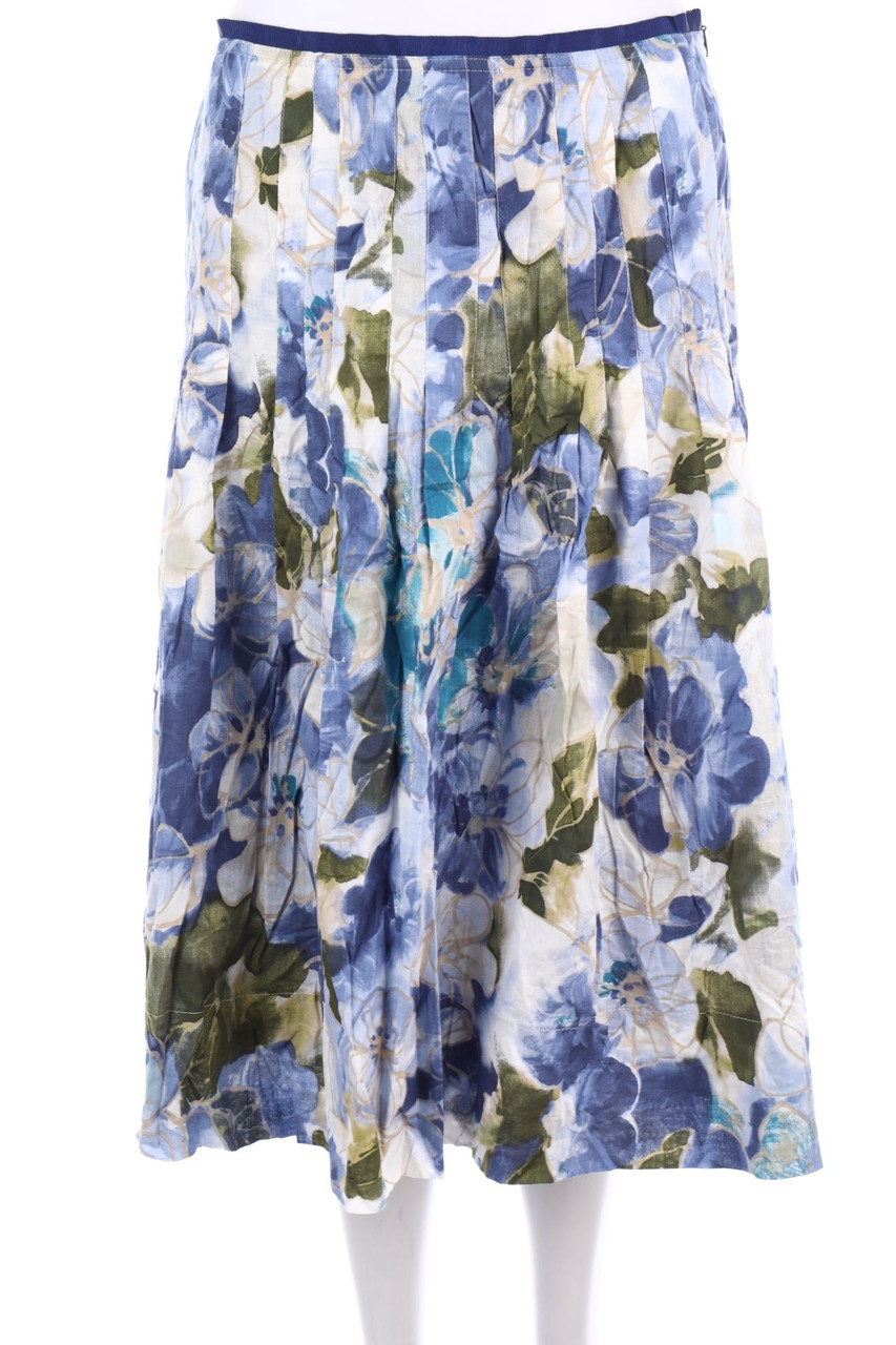 HIRSCH. - Midi-Falten-Rock mit Blumen-Print - D 38