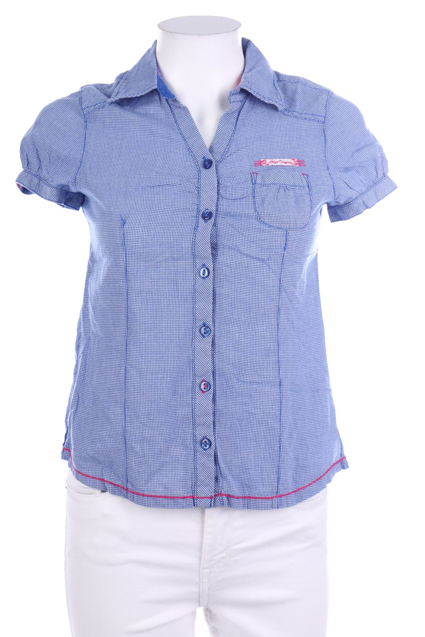 s.Oliver - Karo-Kurzarm-Bluse aus Baumwolle - M