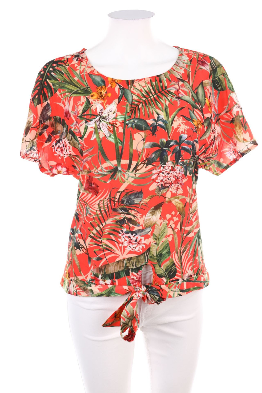 CORTEFIEL - Kurzarm-Bluse mit Blumen-Print - S