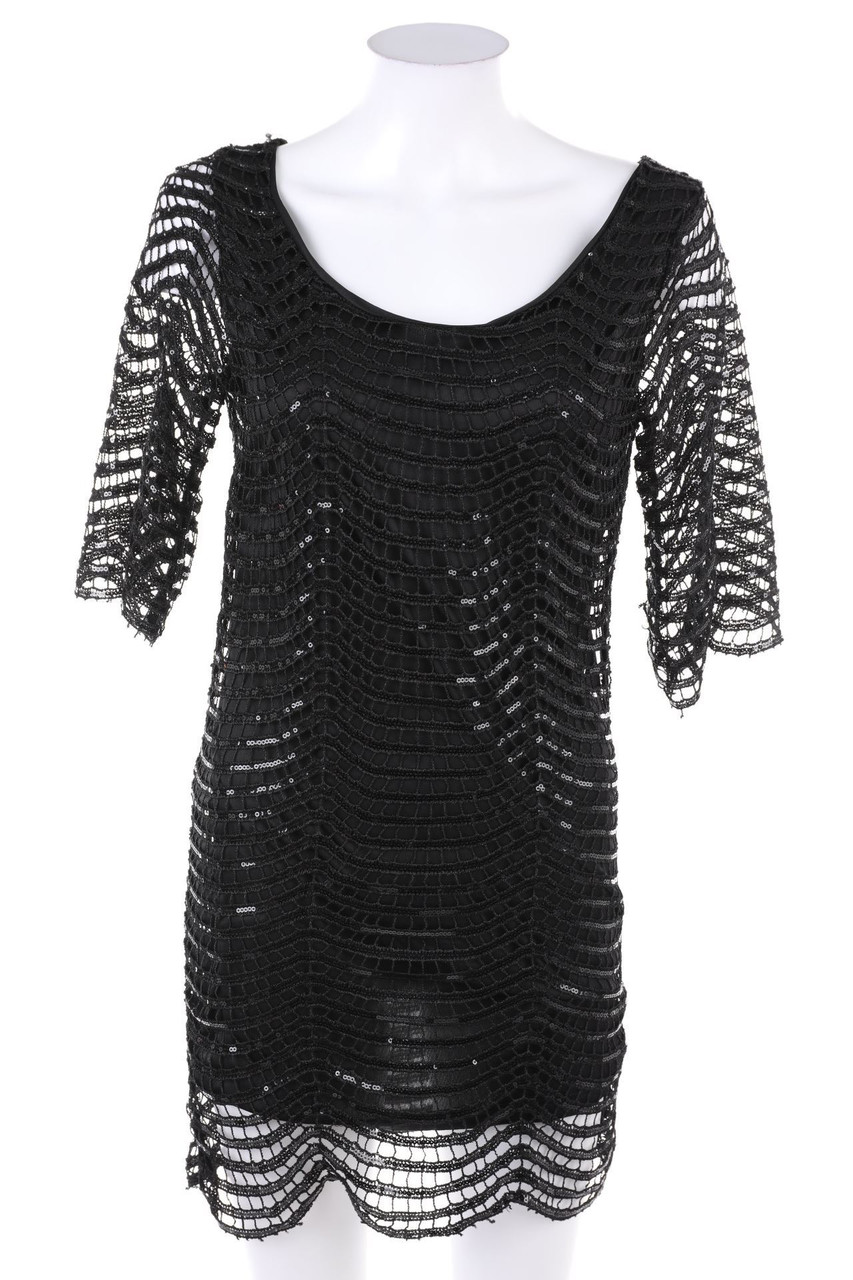Ohne Label - Netz-Party-Kleid mit Pailletten - S