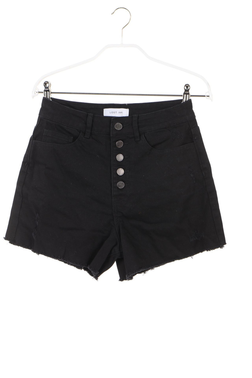 Lost Ink - High Waist-Distressed Jeans-Shorts - D 34