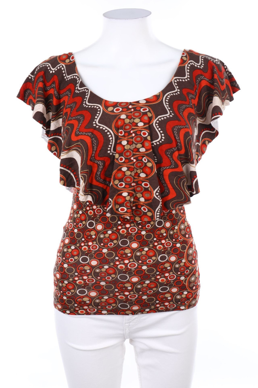 SECONDHAND - Carmen-Shirt mit Print - S