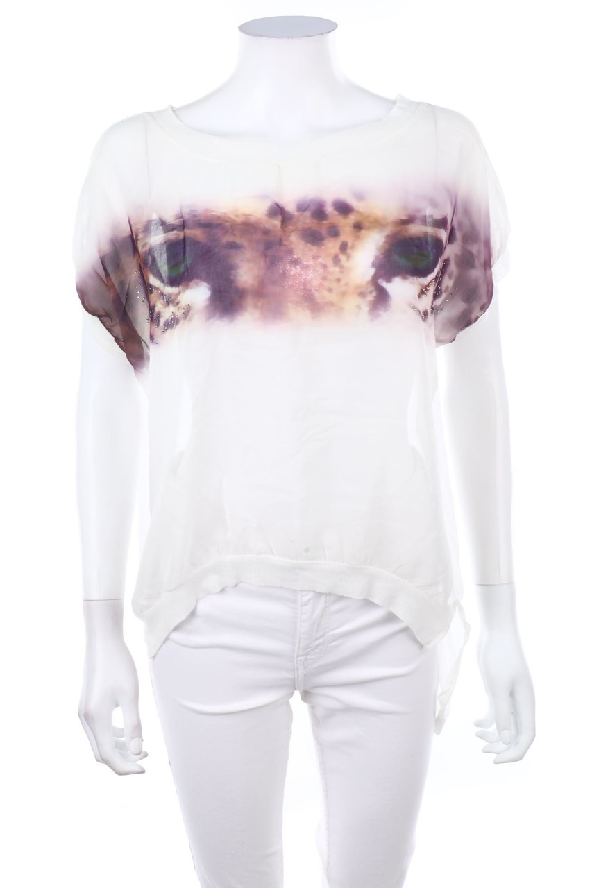 BY SWAN - Oversize-Kurzarm-Bluse mit Print - S