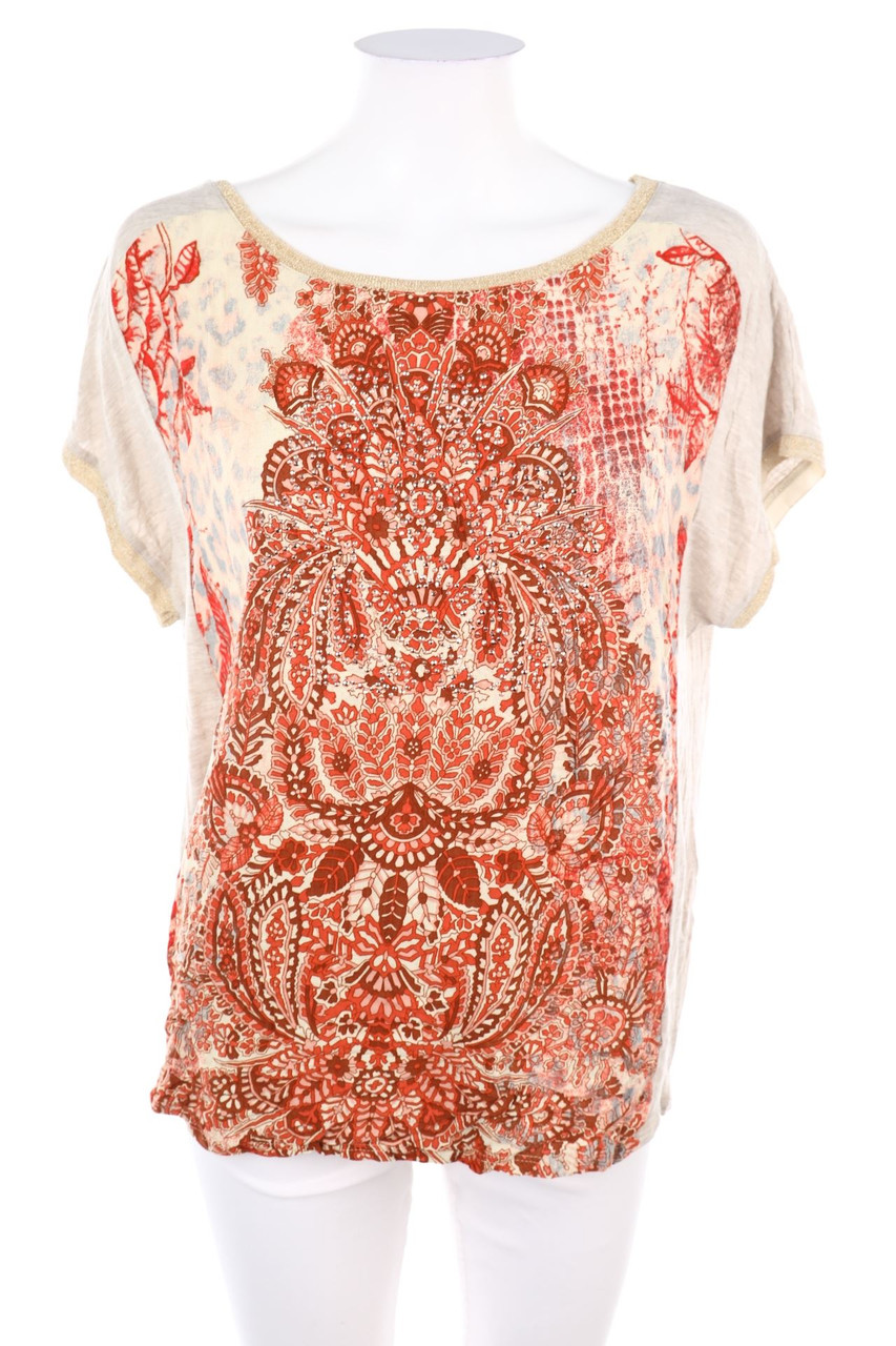 Desigual - Kurzarm-Shirt mit floralem Muster - XL