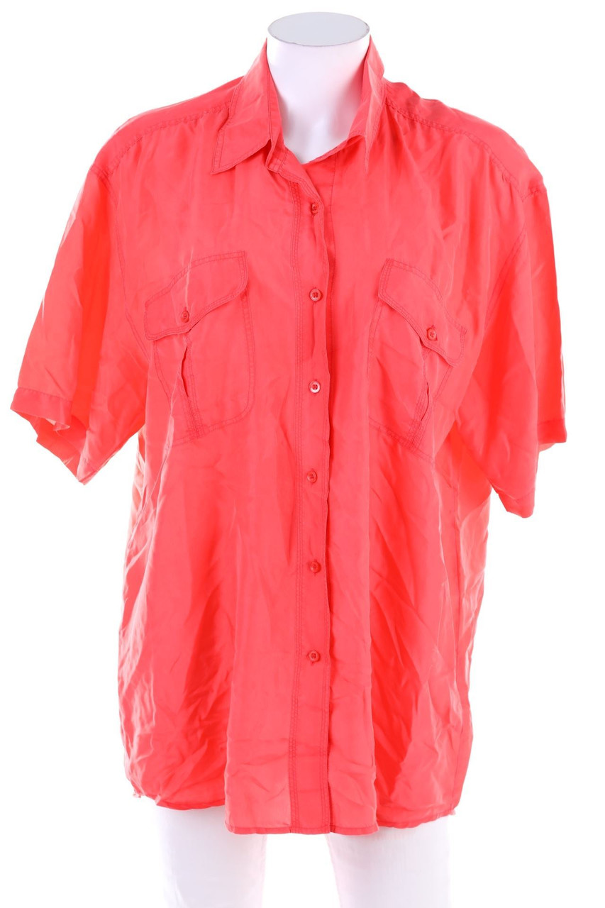 VINTAGE - Hemd-Bluse mit kurzem Ärmel aus Seide - L
