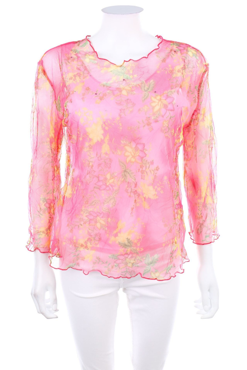 Ohne Label - Mesh-Shirt mit Blumen-Print - XL