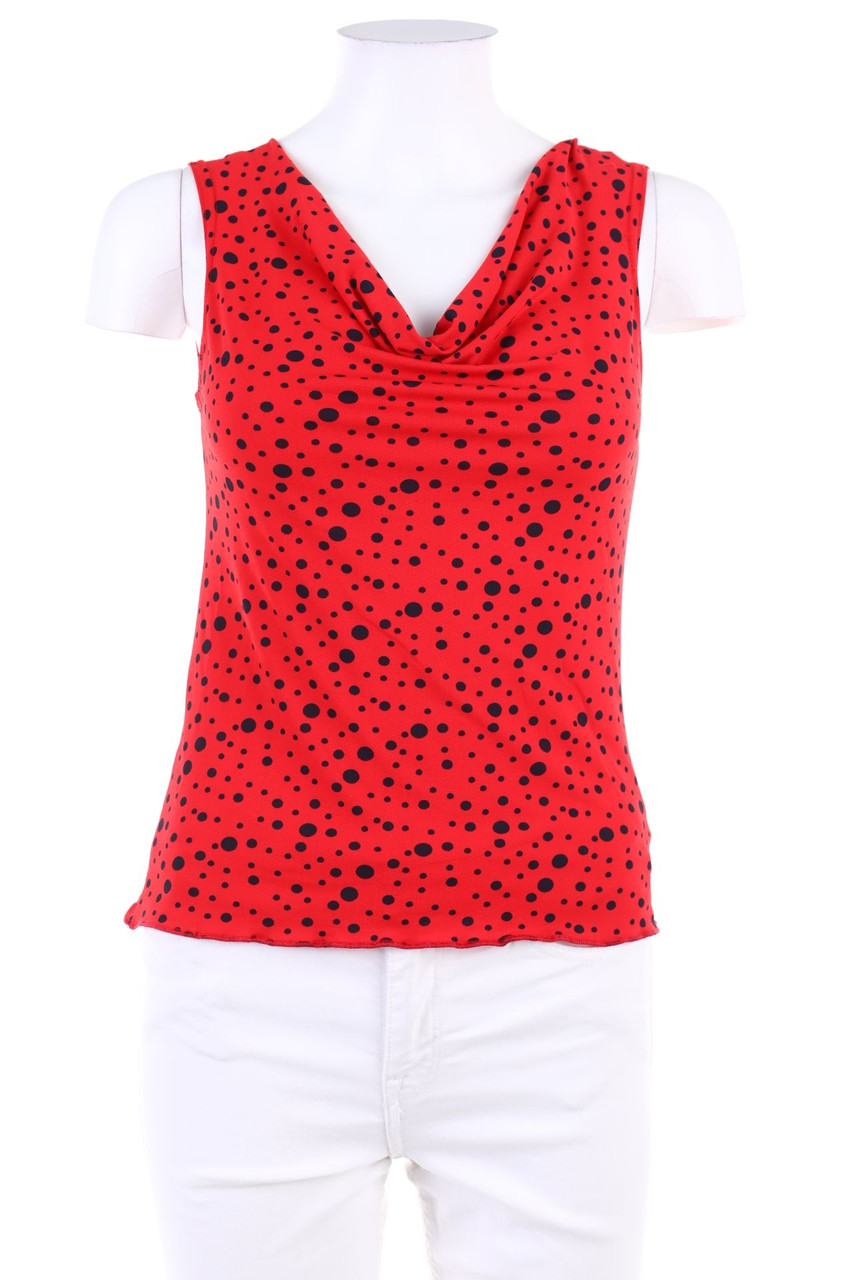 Ohne Label - Polka Dot-Top mit Wasserfall-Ausschnitt - XS