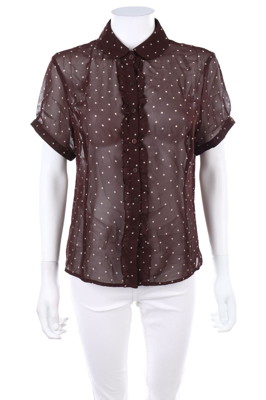 Ohne Label - Kurzarm-Bluse mit Punkten - S