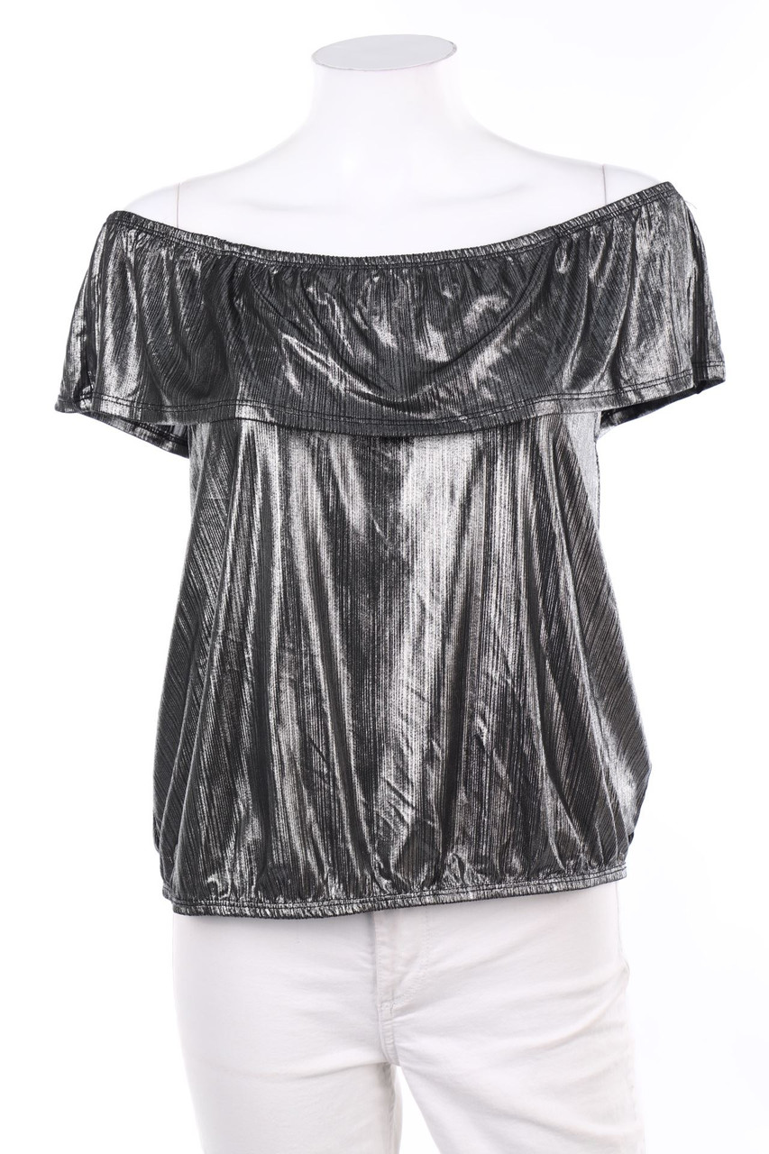 flame - Carmen-Shirt mit Metallic-Effekt - S