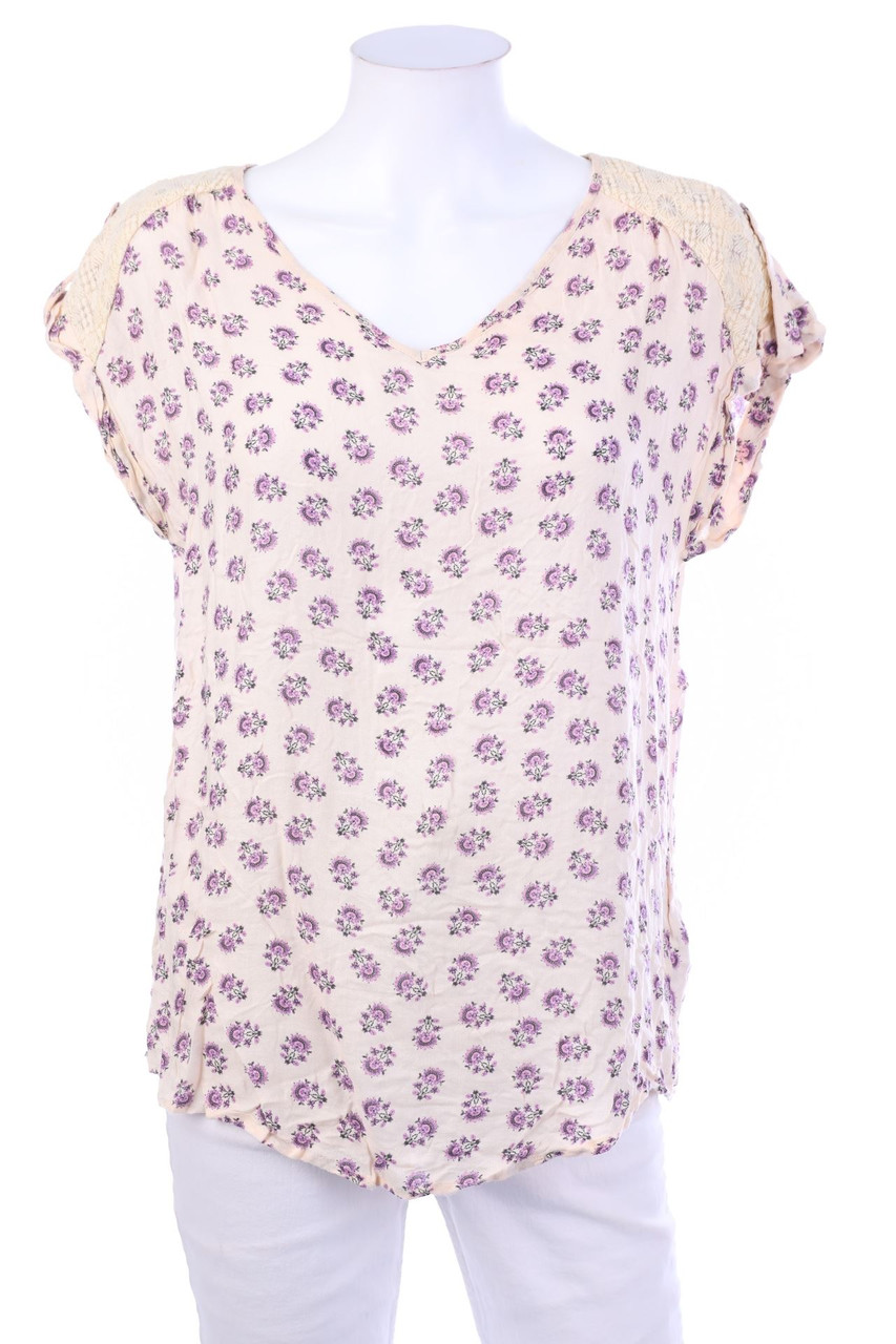 ESPRIT - Kurzarm-Bluse aus Viskose mit Blumen-Print - S