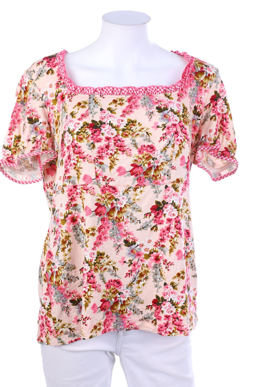 Paola! - Kurzarm-Bluse mit Blumen-Print - 2XL