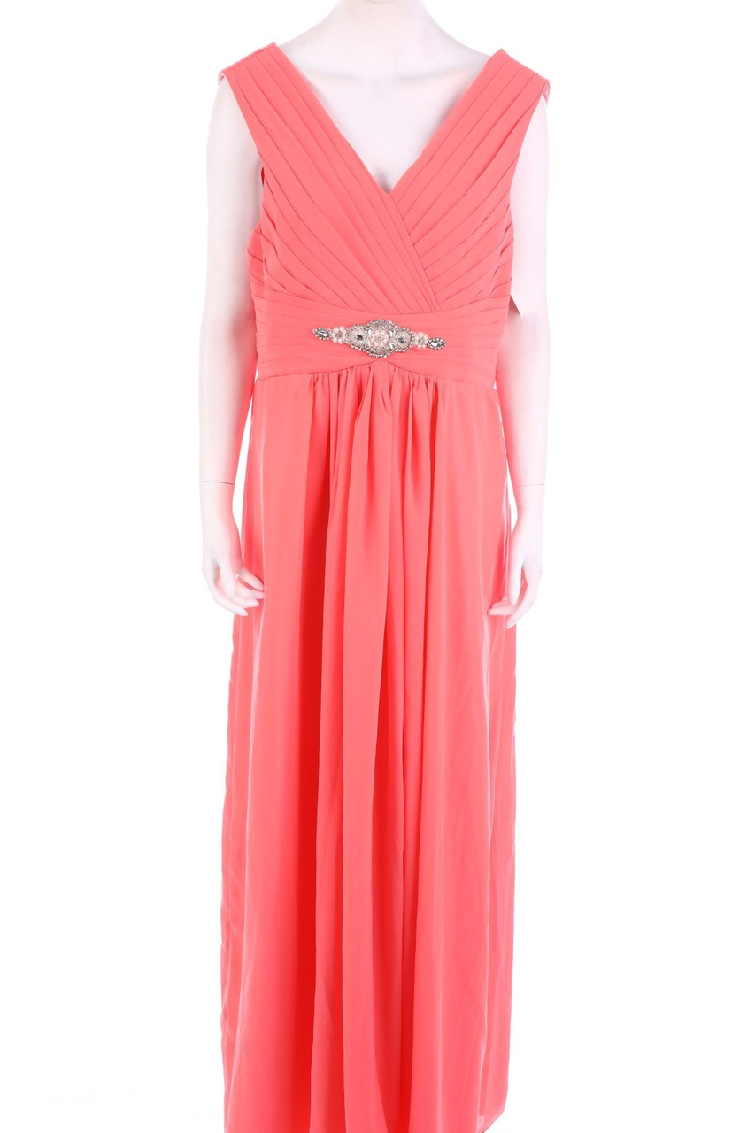 Ohne Label - Maxi-Abendkleid mit Schmuckstein-Applikation - D 46