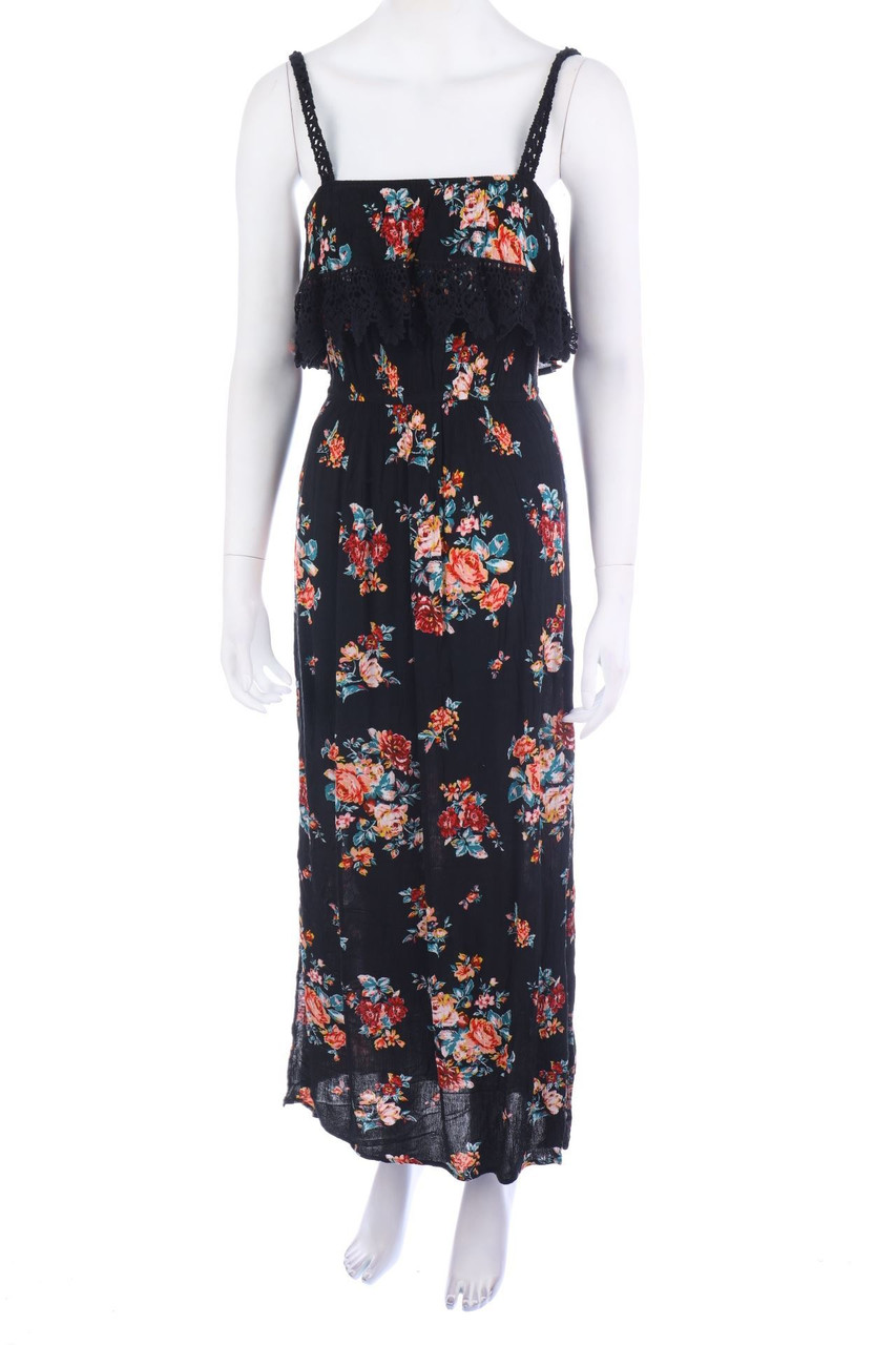 Ohne Label - Maxi-Kleid mit Blumen-Print - XS