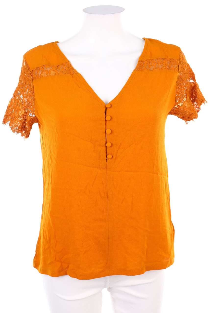CAMAÏEU - Kurzarm-Bluse mit Spitze - M