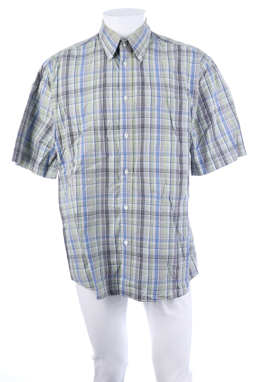 VUNIC - Kurzarm-Hemd mit Button-down-Kragen - L