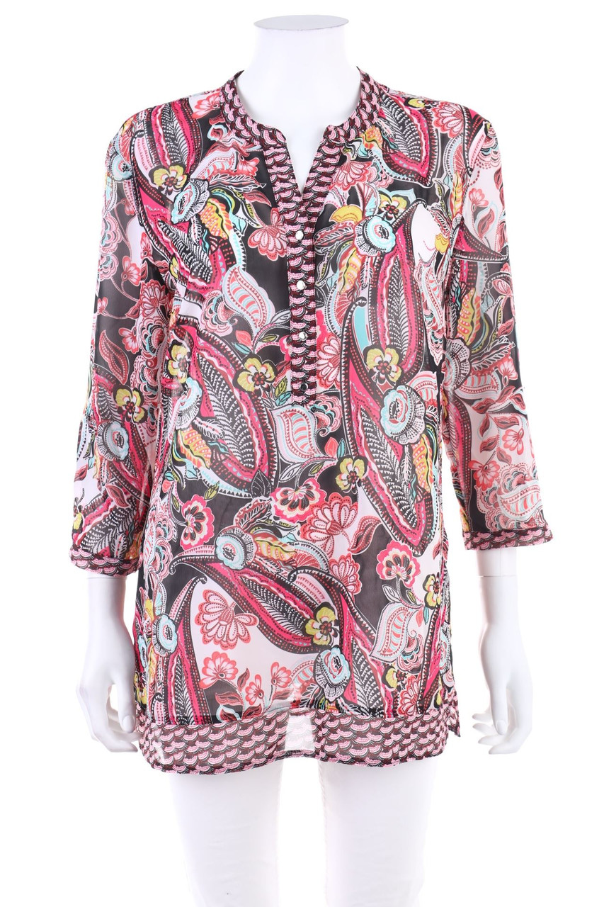 GERRY WEBER - Print-Bluse mit Krempel-Ärmeln - XXXL