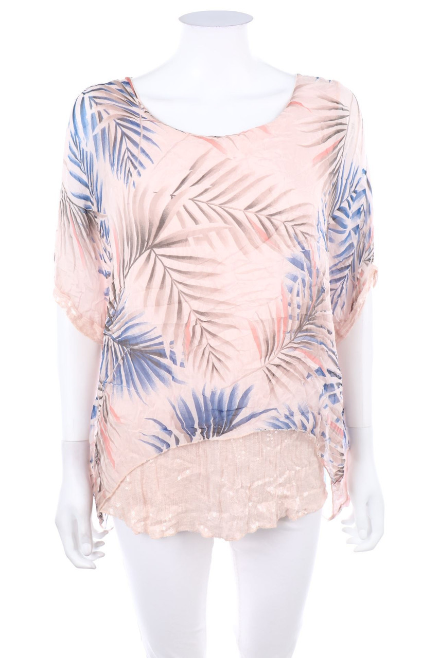 Ohne Label - Print-Bluse mit Seide - L
