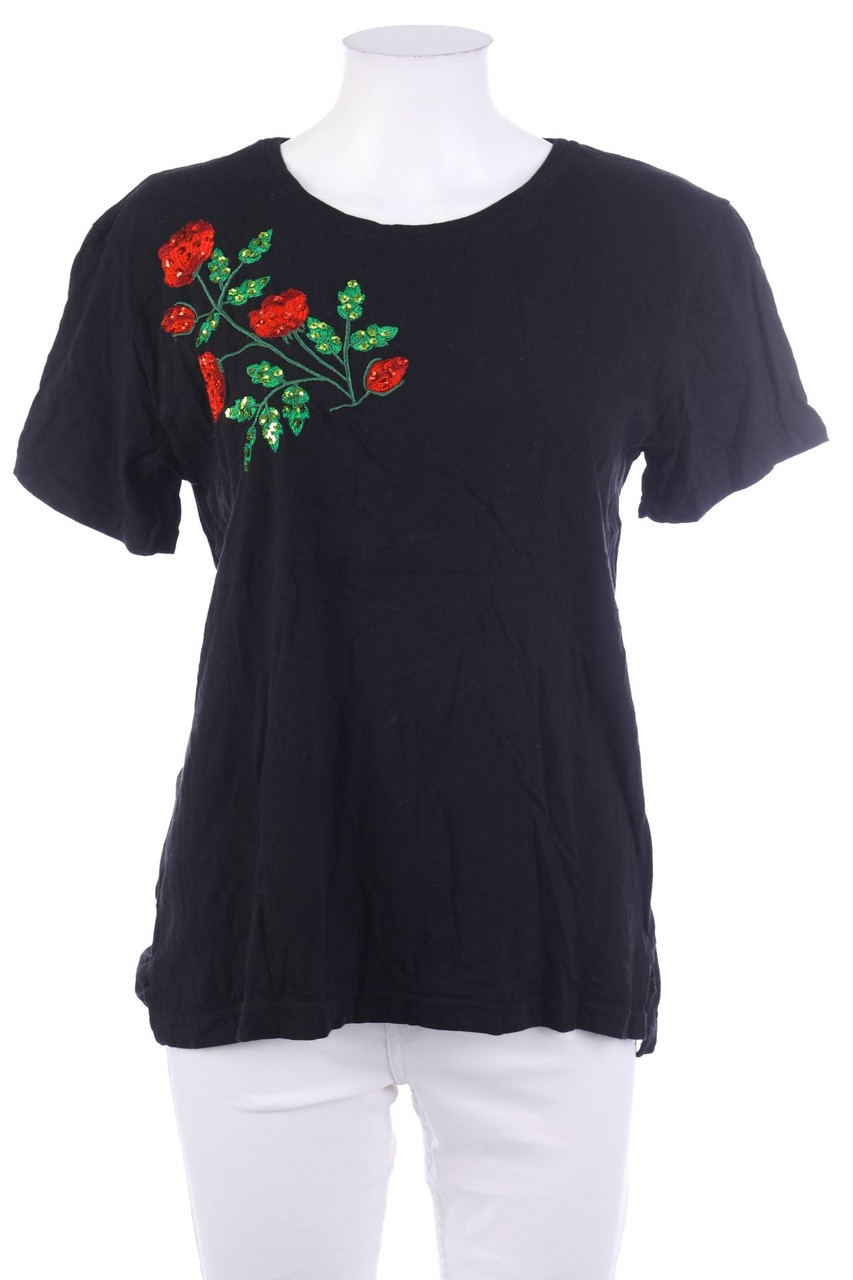 DIE & MORE - Kurzarm-Shirt mit Stickereien - L