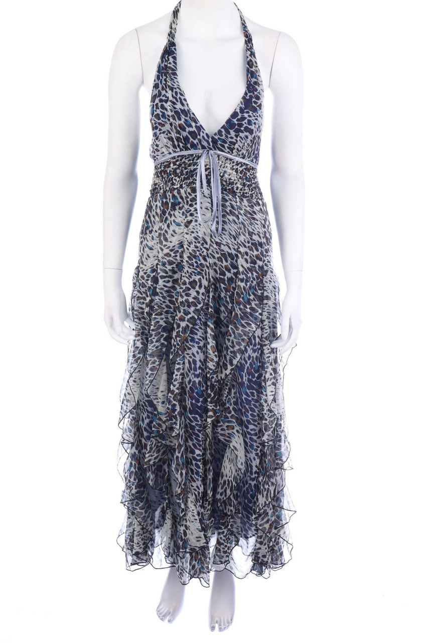 FLAM MODE - Volants-Maxi-Kleid mit Animal-Print - S