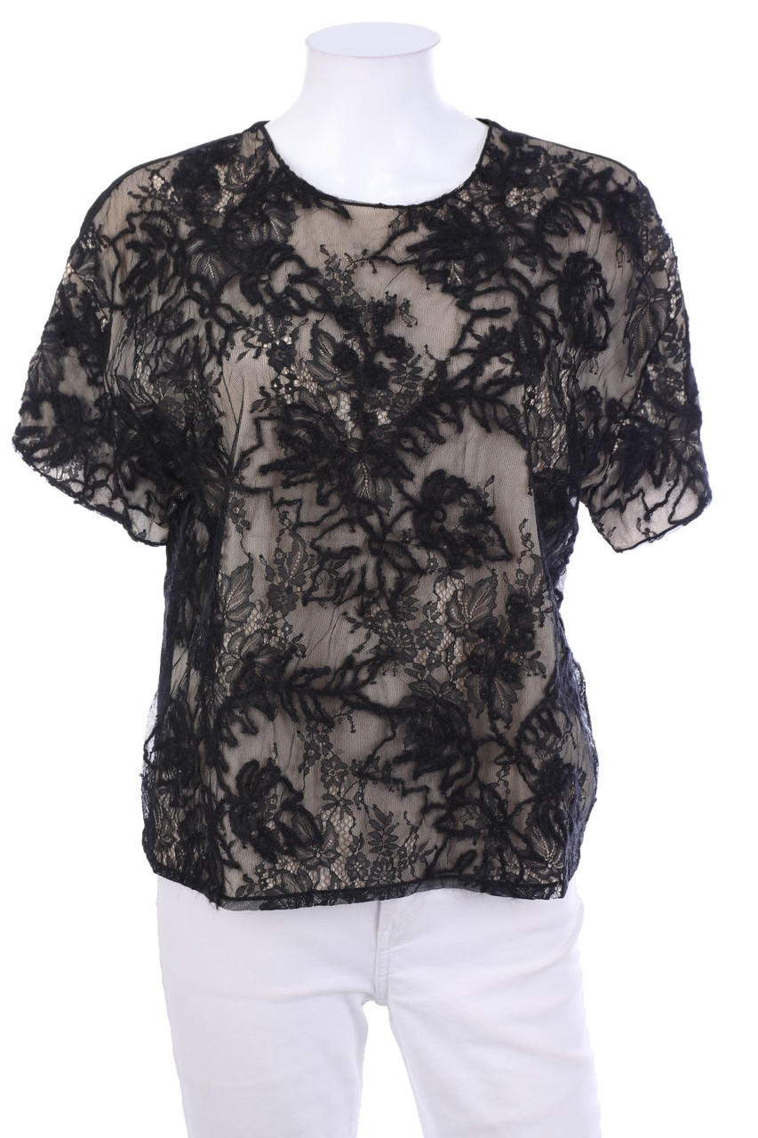 SECONDHAND - Kurzarm-Bluse mit Spitze - L