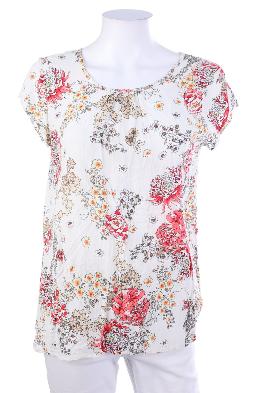 soyaconcept - Kurzarm-Bluse mit Blumen-Print - M