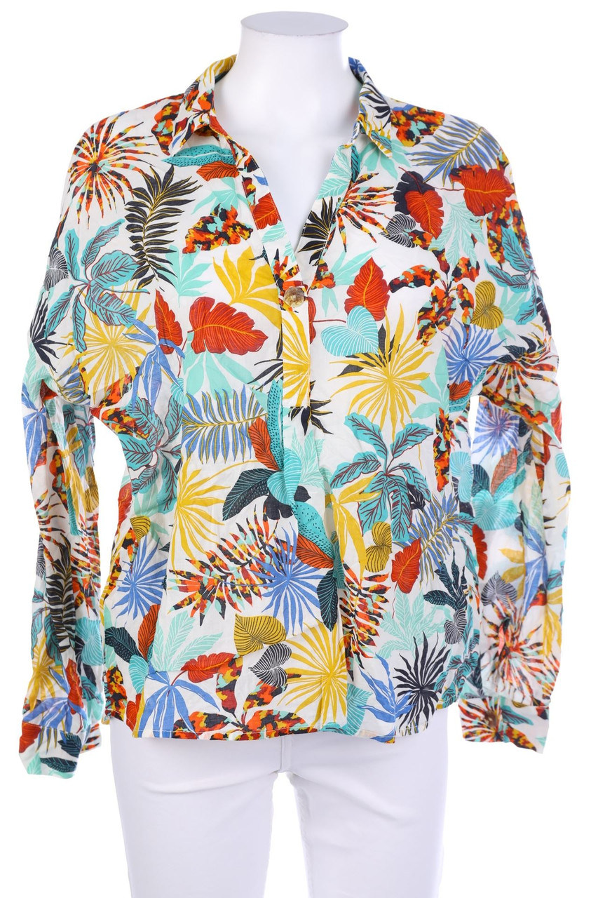 ESPRIT - Baumwoll-Bluse mit Tropical Print - M