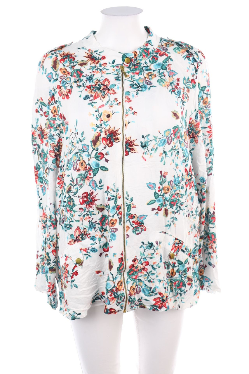 Ohne Label - Blouson-Jacke mit Blumen-Print - XL