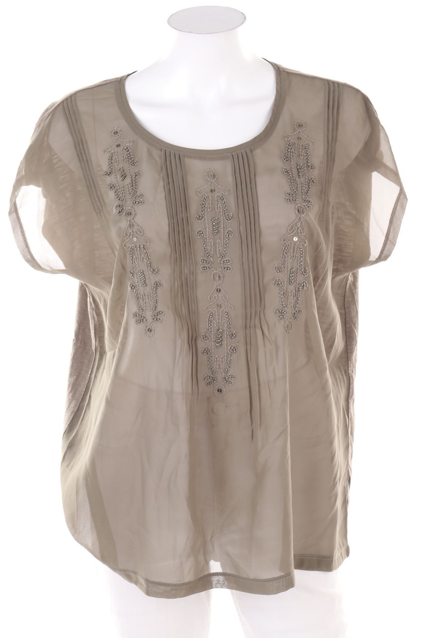 BONITA - Kurzarm-Bluse mit Stickereien - XL