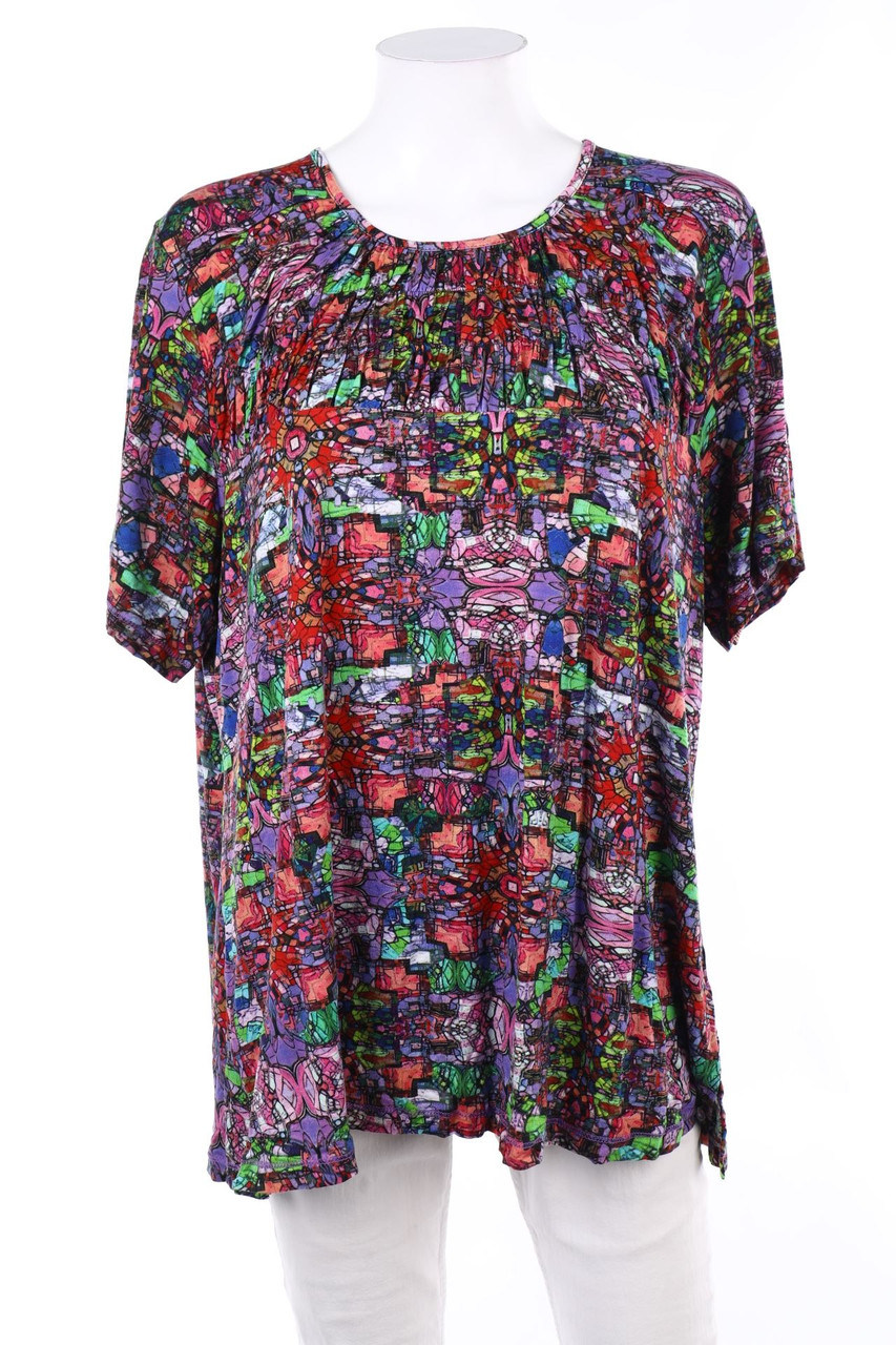 SECONDHAND - Kurzarm-Shirt mit Muster - 2XL