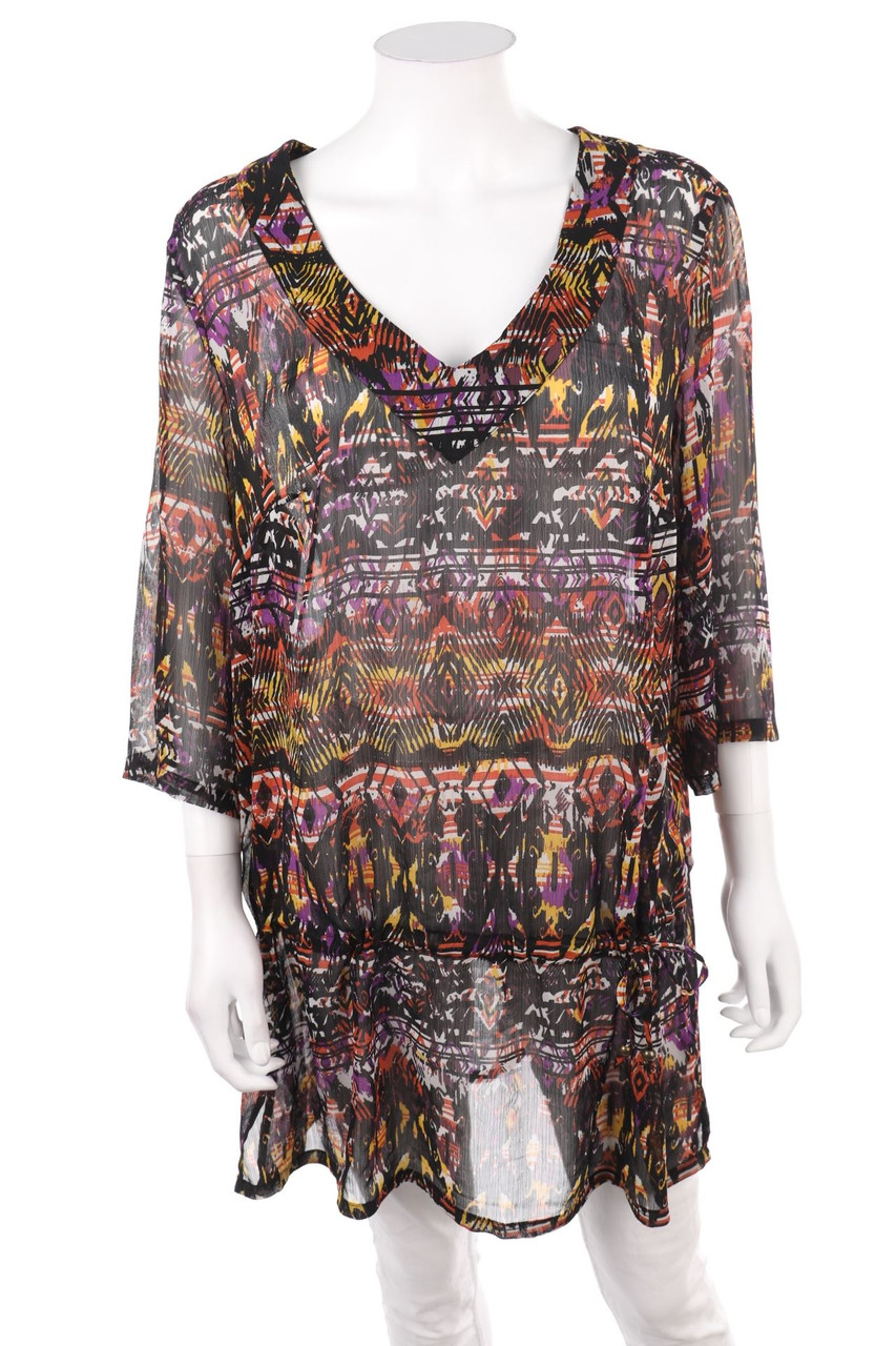 woman by Tchibo - Chiffon-Tunika-Bluse mit Ethno-Print - 3XL