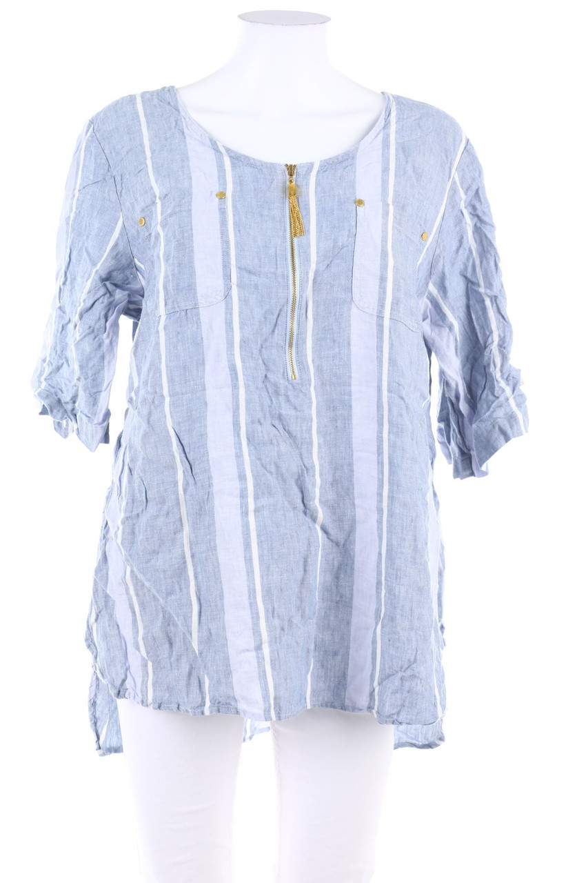 ELLEN TRACY - Leinenbluse mit Streifen - XL