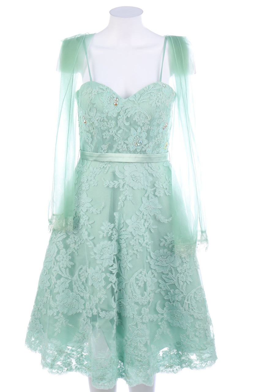 CHANTAL LENOIR - Abendkleid aus Spitze mit Schmuckstein-Applikation - D 36