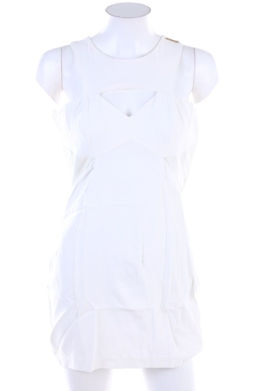 ELISABETTA FRANCHI - Etui-Kleid mit Kunstleder-Details - S