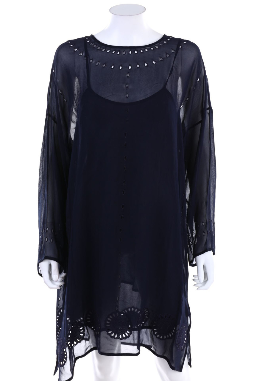 IRIS & INK - Chiffon-Shift-Kleid aus Lochspitze - D 38