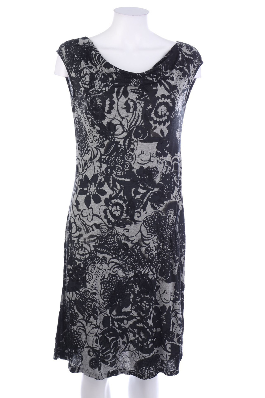 Ohne Label - Kleid mit Wasserfall-Ausschnitt - L