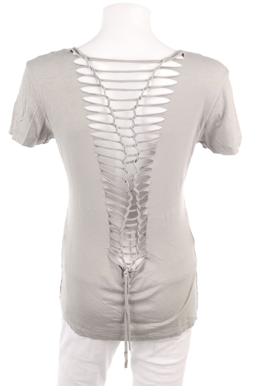 Ohne Label - Kurzarm-Shirt mit Strass-Steinen - M