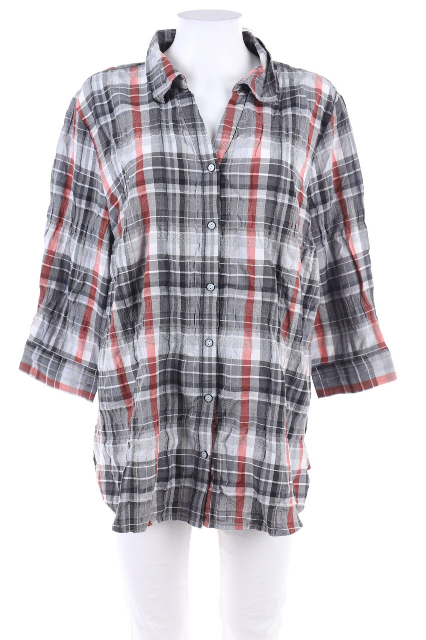 grandiosa - Karo-Hemd-Bluse mit 3/4-Ärmel - XXXXXL