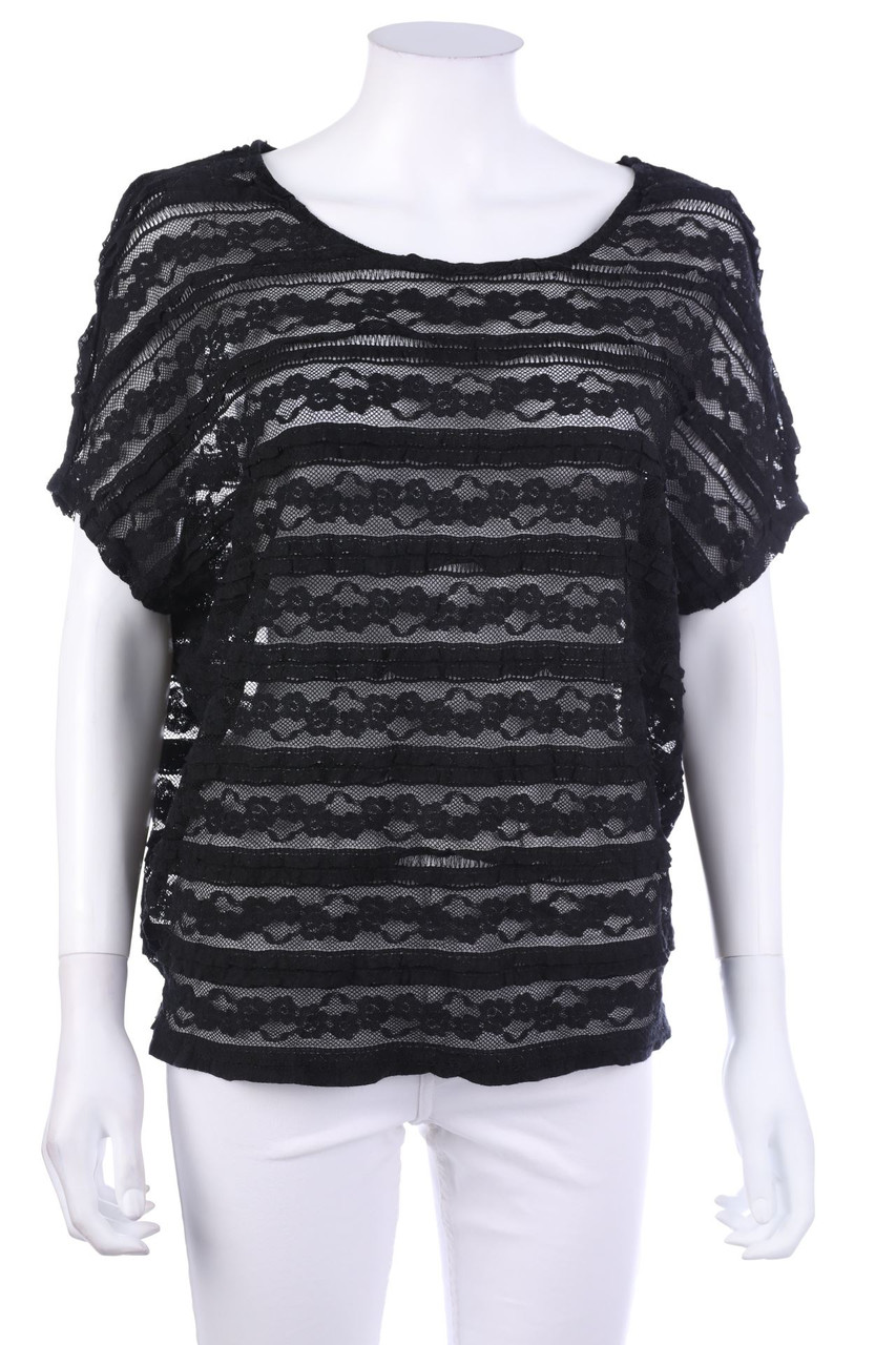 AMISU - Spitzen-Kurzarm-Shirt - M