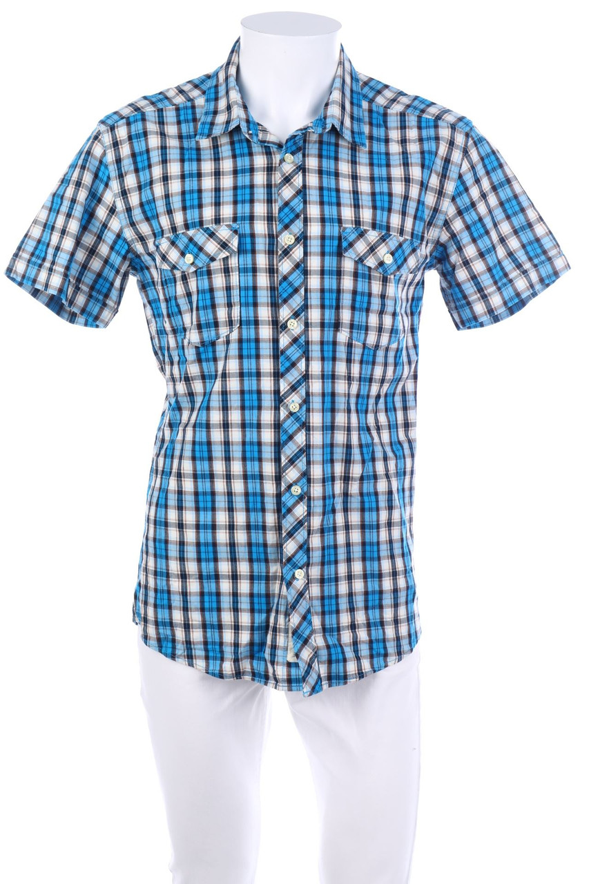 H&M - Kurzarm-Hemd mit Karo-Muster - L