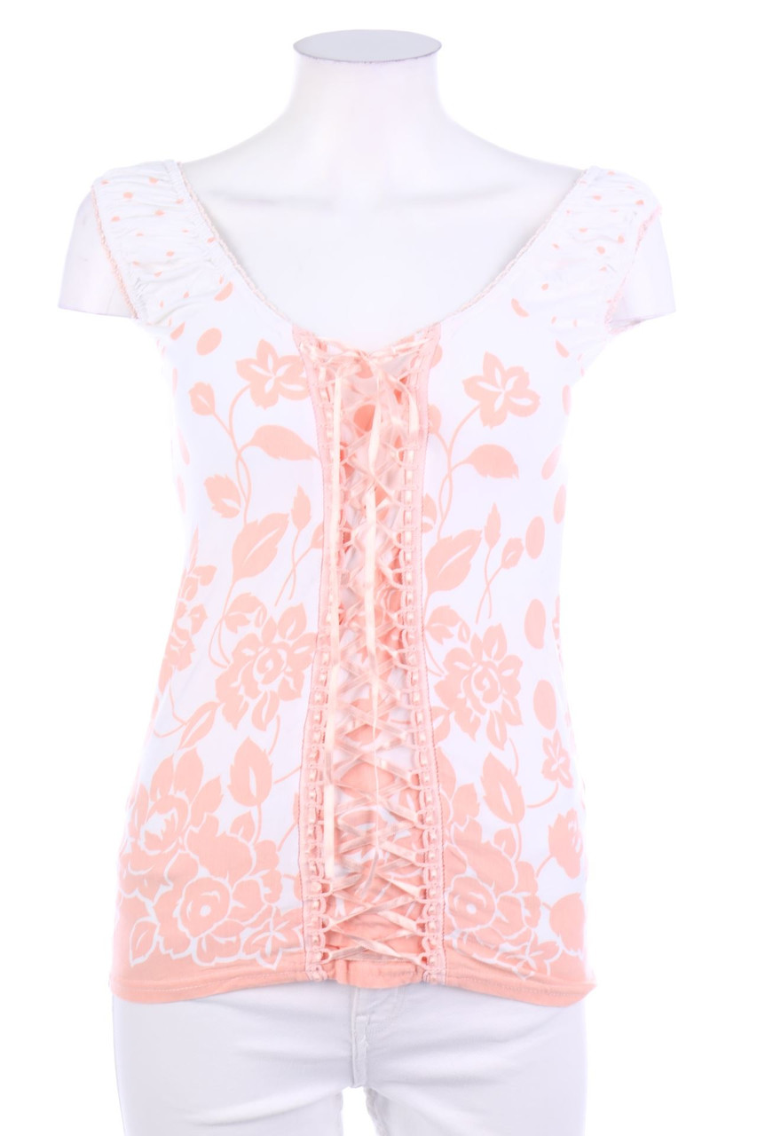 MELROSE - Kurzarm-Shirt mit Blumen-Print - XS
