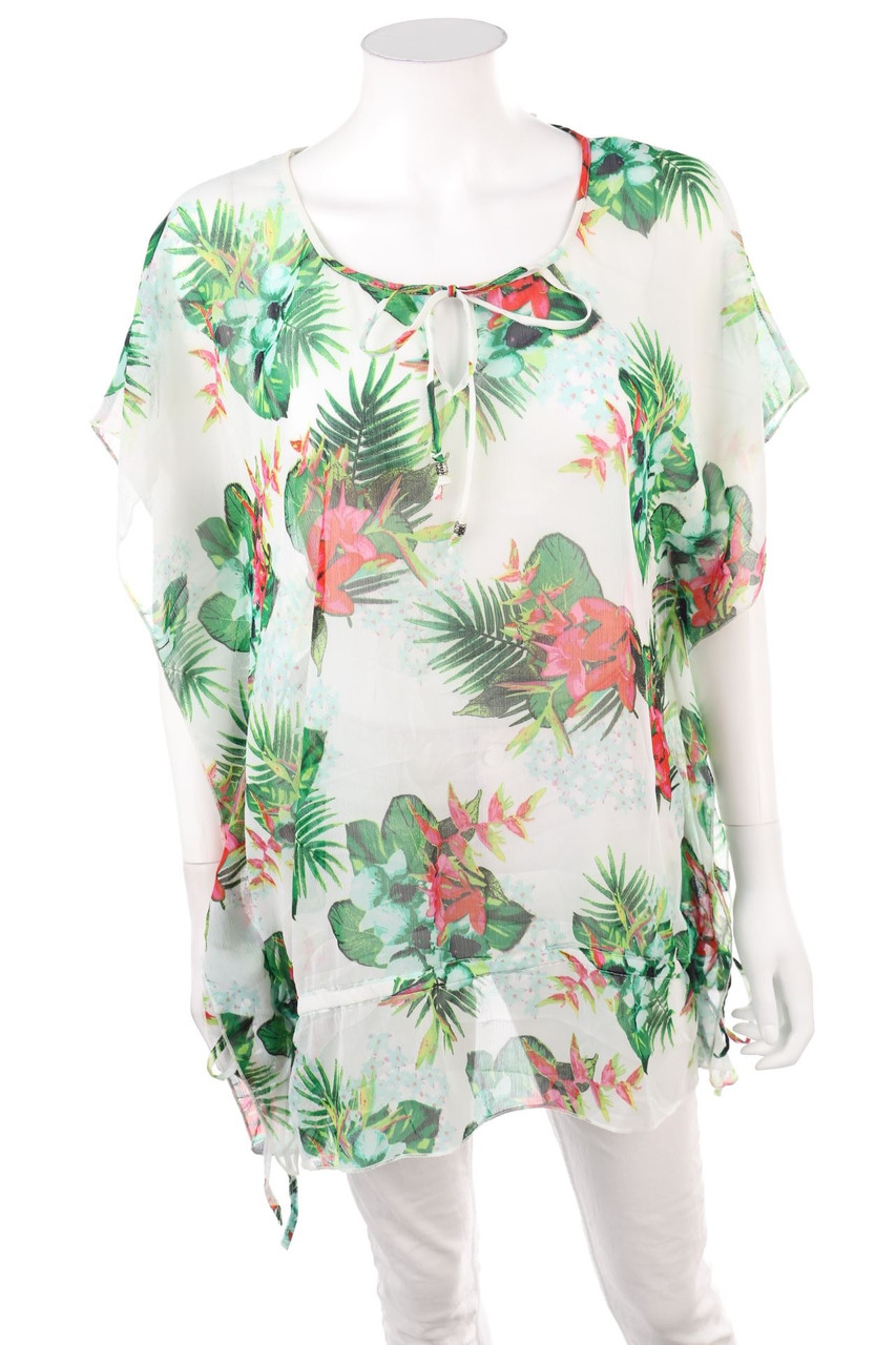 C&A - Kurzarm-Bluse mit Blumen-Print - 2XL