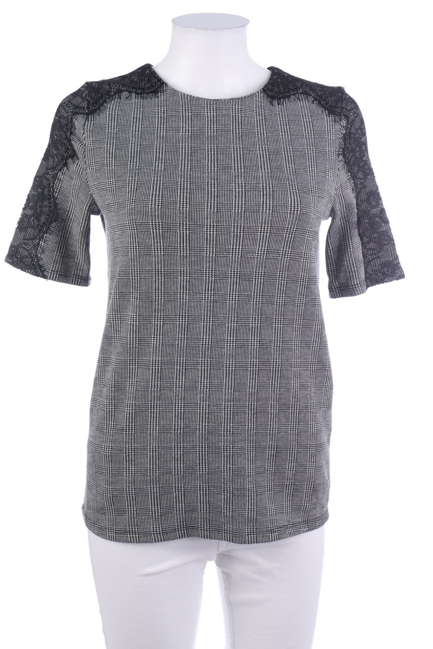 Pimkie COLLECTION - Karo-Kurzarm-Bluse mit Spitzen-Einsatz - S