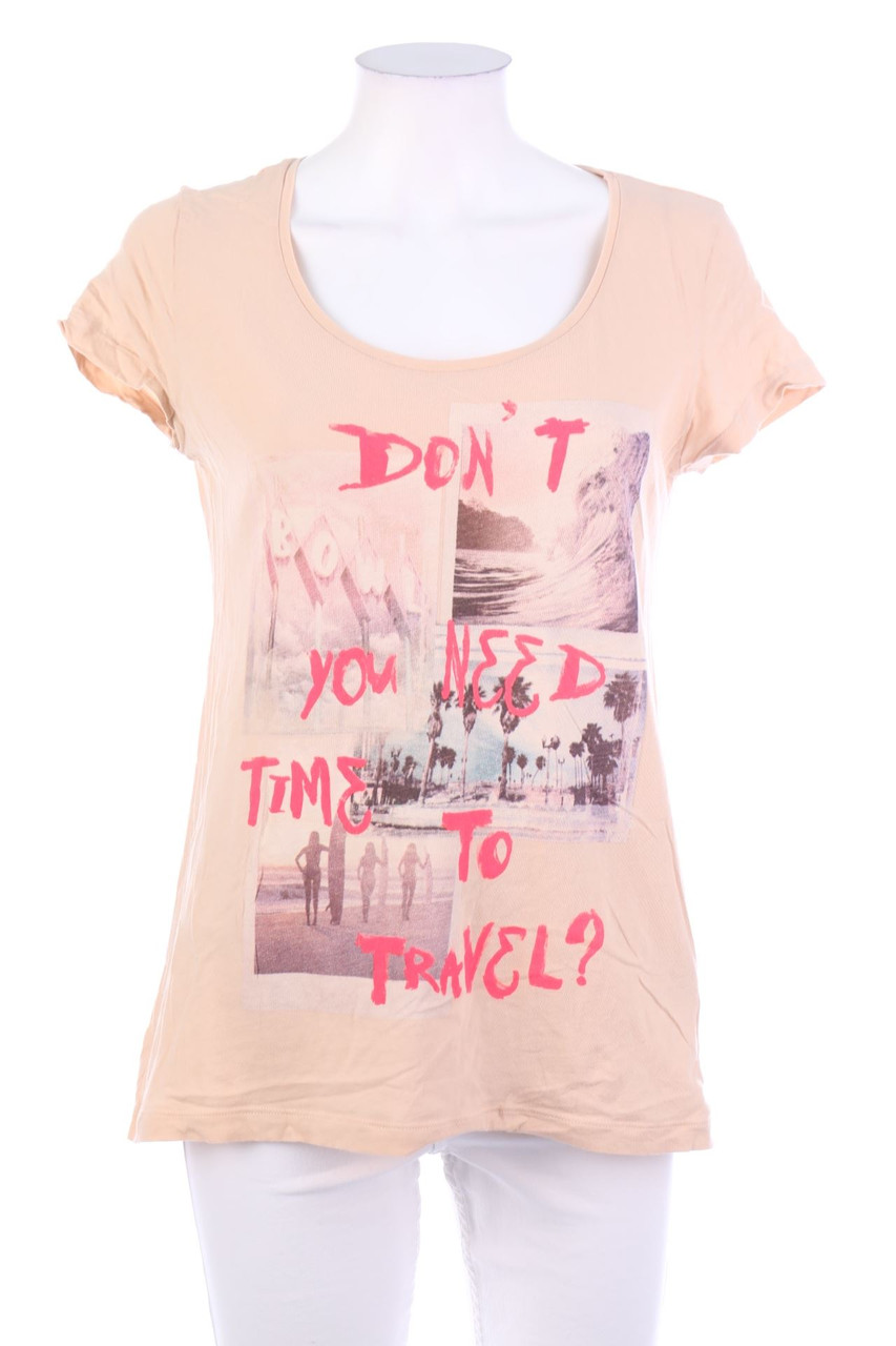 UNITED COLORS OF BENETTON - Kurzarm-Shirt aus Baumwolle mit Statement-Print - L