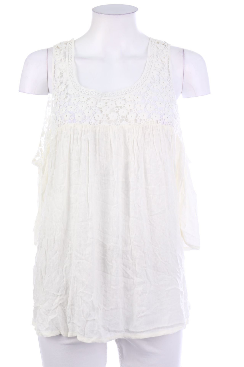 ellen amber - Boho-Bluse mit Spitzen-Einsatz - L