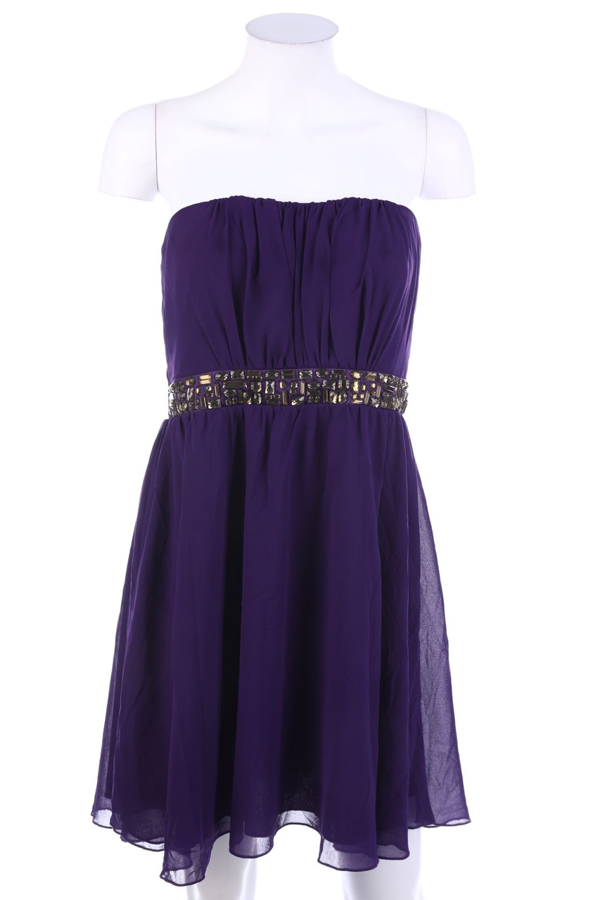 zebra - Chiffon-Abendkleid mit Schmuckstein-Applikation - L